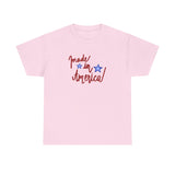 Fourth of July White T-shirt with Patriotic 'Made in America' Print and Star Designs