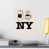 New York City Coffee Lover Poster with I Heart NY Inspired Graphic