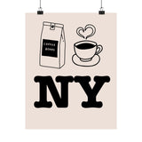 New York City Coffee Lover Poster with I Heart NY Inspired Graphic