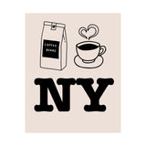 New York City Coffee Lover Poster with I Heart NY Inspired Graphic
