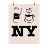 New York City Coffee Lover Poster with I Heart NY Inspired Graphic