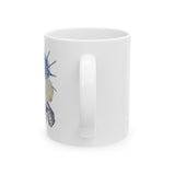 Blue Seashell and Starfish Mug - Coastal Ceramic Drinkware