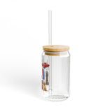 The Great American 16oz Glass Cup with Straw
