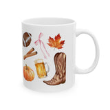 Fall-Themed Ceramic Mug with Charming Autumn Designs, Ceramic Mug, (11oz), Fall Theme, Bow, Western, Gift for Her, Fall Lover