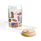 The Great American 16oz Glass Cup with Straw