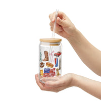The Great American 16oz Glass Cup with Straw