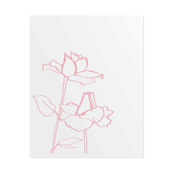 Floral Art Prints, Pink Flower Wall Decor, Minimalist Poster, Home Decor, Gift for Her, Wedding Decor